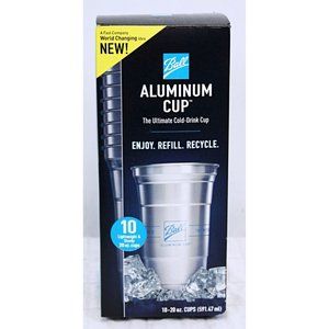 Ball Aluminum Cold Drink Cups 10 Pc 20 oz Reusable Refillable 100% Recyclable
